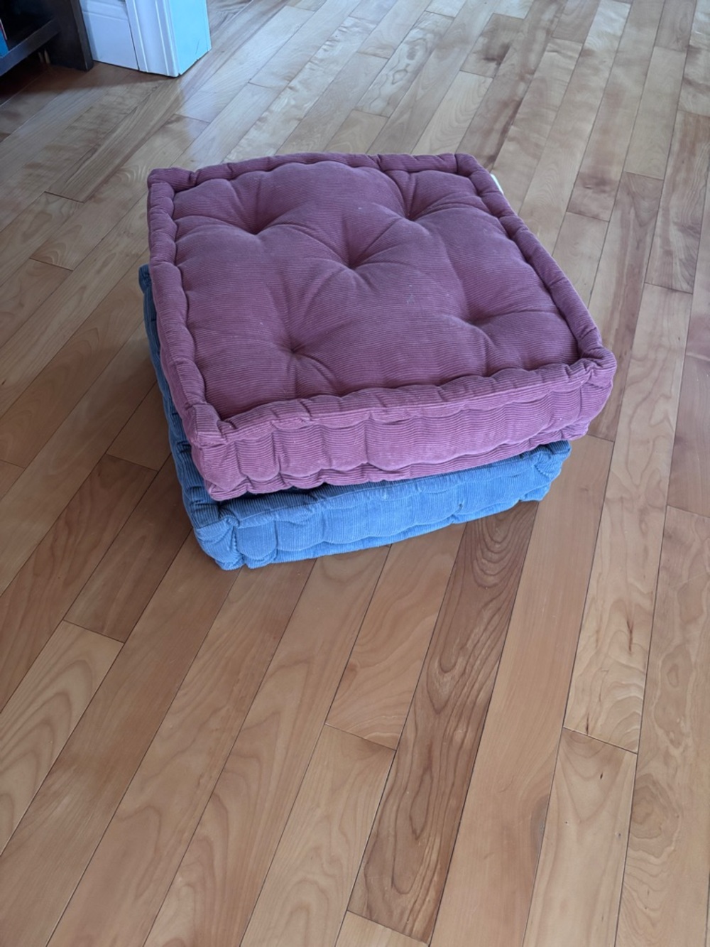 Plush Tufted Floor Cushion - Rose and Denim Blue